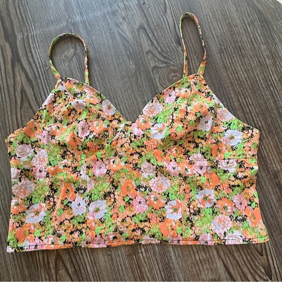 Open Edit Floral Print Women's Crop Top Size Large - Picture 2 of 5
